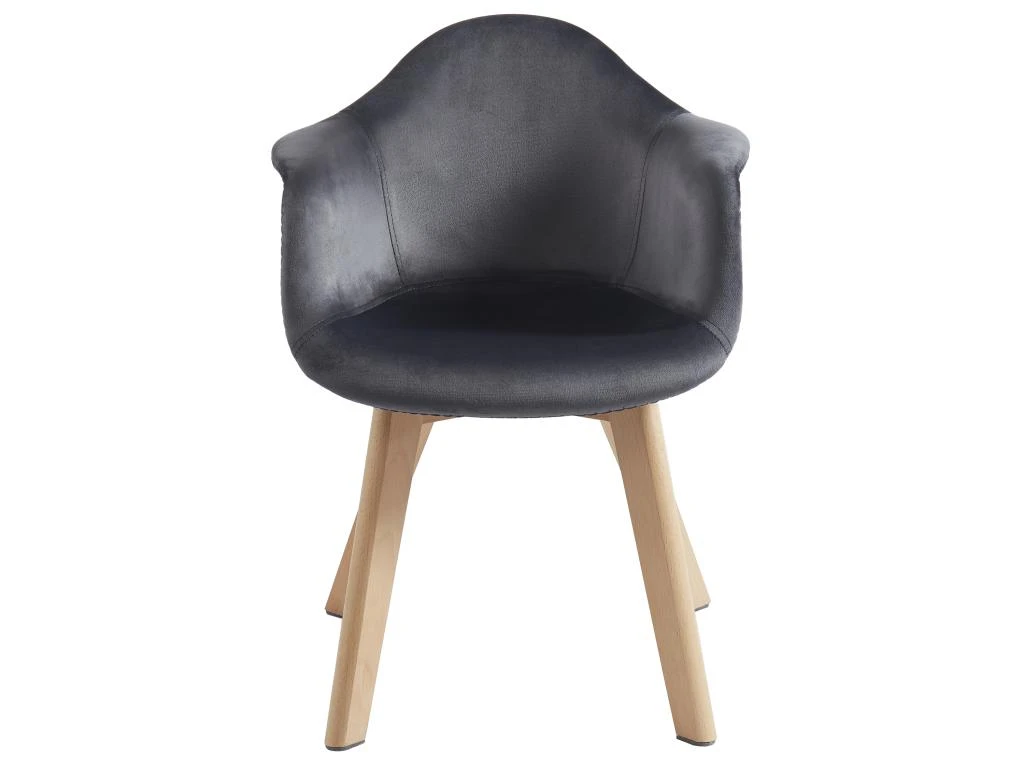Lot De 2 Chaises Enfant Avec Accoudoirs En Velours Et Hêtre - Anthracite - POUPINETTE 5 Lot De 2 Chaises Enfant Avec Accoudoirs En Velours Et Hêtre - Anthracite - POUPINETTE – Image 3