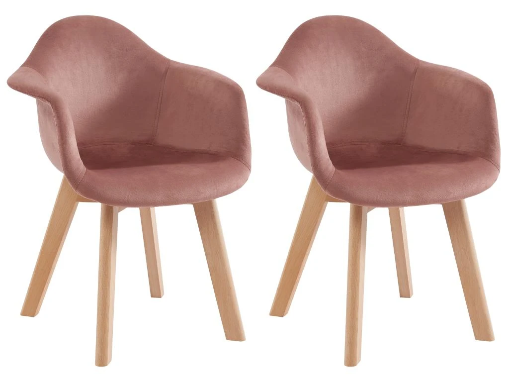 Lot De 2 Chaises Enfant Avec Accoudoirs En Velours Et Hêtre - Rose - POUPINETTE 3 Lot De 2 Chaises Enfant Avec Accoudoirs En Velours Et Hêtre - Rose - POUPINETTE