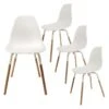 FLUK - Lot De 4 Chaises Polypropylène Blanc Et Bois -Mobilia Boutique chaise 12599181
