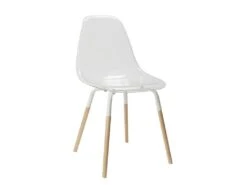 FLUK - Lot De 6 Chaises Transparentes Piétement Bois -Mobilia Boutique chaise 12599205