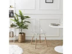 FLUK - Lot De 6 Chaises Transparentes Piétement Bois -Mobilia Boutique chaise 12599207