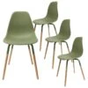 FLUK - Lot De 4 Chaises Polypropylène Vert Et Bois -Mobilia Boutique chaise 12599271