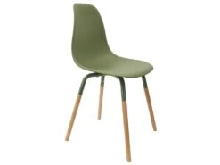 FLUK - Lot De 4 Chaises Polypropylène Vert Et Bois -Mobilia Boutique chaise 12599275