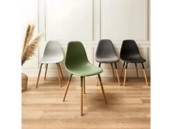 FLUK - Lot De 4 Chaises Polypropylène Vert Et Bois -Mobilia Boutique chaise 12599277