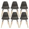 FLUK - Lot De 6 Chaises Polypropylène Noir Et Bois -Mobilia Boutique chaise 12599361