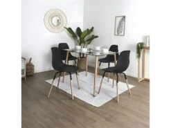 FLUK - Lot De 6 Chaises Polypropylène Noir Et Bois -Mobilia Boutique chaise 12599363