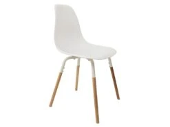 FLUK - Lot De 2 Chaises Polypropylène Blanc Et Bois -Mobilia Boutique chaise 12599435