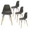 FLUK - Lot De 4 Chaises Polypropylène Noir Et Bois -Mobilia Boutique chaise 12599641