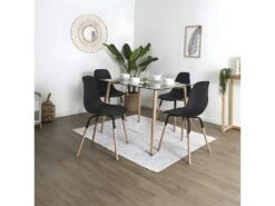 FLUK - Lot De 4 Chaises Polypropylène Noir Et Bois -Mobilia Boutique chaise 12599643