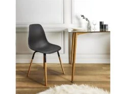 FLUK - Lot De 4 Chaises Polypropylène Noir Et Bois -Mobilia Boutique chaise 12599649