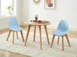 Lot De 2 Chaises Enfant En Polypropylène Et Hêtre - Bleu - LILINOU -Mobilia Boutique chaise 12610999