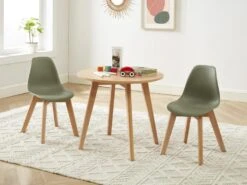 Lot De 2 Chaises Enfant En Polypropylène Et Hêtre - Vert - LILINOU -Mobilia Boutique chaise 12611077