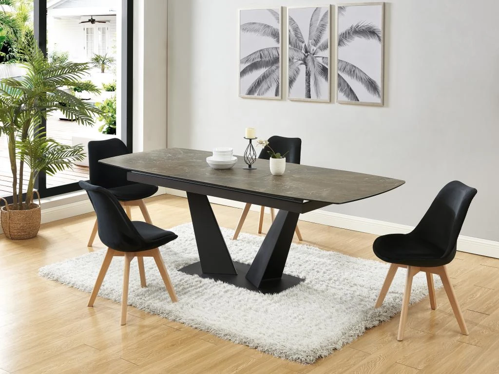 Lot De 2 Chaises En Velours Et Hêtre - Noir - JODY 4 Lot De 2 Chaises En Velours Et Hêtre - Noir - JODY – Image 2