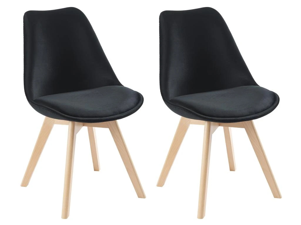 Lot De 2 Chaises En Velours Et Hêtre - Noir - JODY 3 Lot De 2 Chaises En Velours Et Hêtre - Noir - JODY