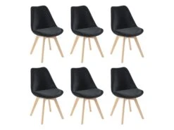 Lot De 6 Chaises En Velours Et Hêtre - Noir - JODY -Mobilia Boutique chaise 12619091