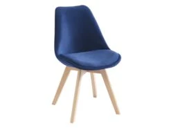 Lot De 6 Chaises En Velours Et Hêtre - Bleu - JODY -Mobilia Boutique chaise 12619109