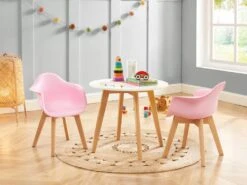 Lot De 2 Chaises Enfant Avec Accoudoirs En Polypropylène Et Hêtre - Rose - POUPINETTE -Mobilia Boutique chaise 12653957