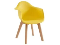 Lot De 2 Chaises Enfant Avec Accoudoirs En Polypropylène Et Hêtre - Jaune - POUPINETTE -Mobilia Boutique chaise 12653979