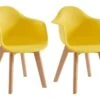 Lot De 2 Chaises Enfant Avec Accoudoirs En Polypropylène Et Hêtre - Jaune - POUPINETTE -Mobilia Boutique chaise 12654003
