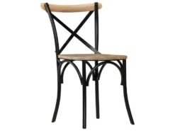 Lot De 2 Chaises De Salle à Manger Cuisine Noir Style Rustique Bois De Manguier Solide CDS020800 -Mobilia Boutique chaise 12684609
