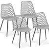 Lot De 4 Chaises Salon Salle à Manger Restaurant Cafés Bureaux Terrasses Salles D'attente 150 Kg Max Dossier Avec Fentes D'aération Gris Pâle 14_0005994 -Mobilia Boutique chaise 12874669
