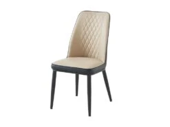 Lot De 6 Chaises En Simili Et Métal - Beige Et Anthracite - MILDURA -Mobilia Boutique chaise 1295995