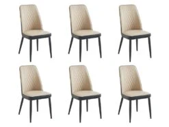 Lot De 6 Chaises En Simili Et Métal - Beige Et Anthracite - MILDURA -Mobilia Boutique chaise 1295997