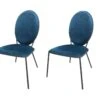 LOUIS Lot De 2 Chaises - Velours Bleu - L 51 X P 96 X H 52,5 Cm -Mobilia Boutique chaise 12968373