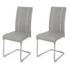 Lot De 2 Chaises - Simili Gris Clair - Pieds En Metal - L 44 X P 56 X H 101 Cm - GASPARD 1 Lot De 2 Chaises - Simili Gris Clair - Pieds En Metal - L 44 X P 56 X H 101 Cm - GASPARD -Mobilia Boutique chaise 12988351