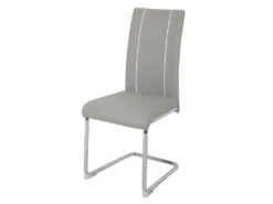 Lot De 2 Chaises - Simili Gris Clair - Pieds En Metal - L 44 X P 56 X H 101 Cm - GASPARD -Mobilia Boutique chaise 12988355