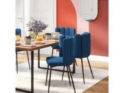 Chaise Rosy En Tissu Bleu (lot De 2) -Mobilia Boutique chaise 13003783