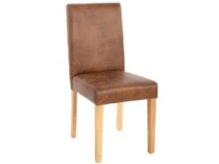 Lot De 4 Chaises De Salle à Manger Synthétique Marron Vieilli Pieds Clairs CDS04151 -Mobilia Boutique chaise 13014997