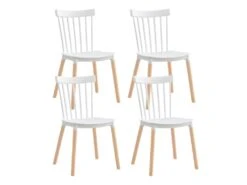 Pack 4 Chaises De Salle à Manger Valencia Blanc 44x52.5x81.5cm Thinia Home