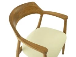 Lot De 2 Chaises Avec Accoudoirs En Teck Et Tissu - Naturel Et Crème - SOUADY -Mobilia Boutique chaise 13144749