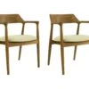 Lot De 2 Chaises Avec Accoudoirs En Teck Et Tissu - Naturel Et Crème - SOUADY -Mobilia Boutique chaise 13144755