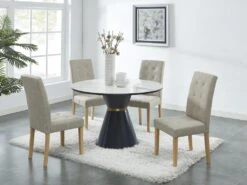 Lot De 2 Chaises VILLOSA - Tissu & Pieds Bois - Coloris : Beige -Mobilia Boutique chaise 13271603