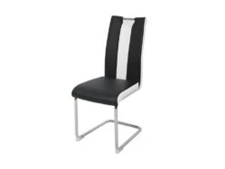 Lot De 2 Chaises - Simili Blanc Et Noir - L 55 X P 45 X H 99 Cm - LEON -Mobilia Boutique chaise 13272739