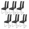 Lot De 6 Chaises - Simili Blanc Et Noir - L 55 X P 45 X H 99 Cm - LEON -Mobilia Boutique chaise 13272745