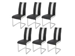 Lot De 6 Chaises - Simili Blanc Et Noir - L 55 X P 45 X H 99 Cm - LEON