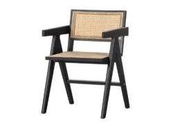 Gunn - Chaise En Bois Et Rotin - Couleur - Noir -Mobilia Boutique chaise 13295189