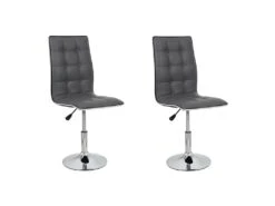 LEAF Lot De 2 Chaises De Salle A Manger - Simili Gris - Contemporain - L 42 X P 46,5 Cm