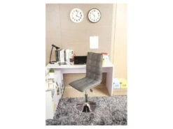 LEAF Lot De 2 Chaises De Salle A Manger - Simili Gris - Contemporain - L 42 X P 46,5 Cm -Mobilia Boutique chaise 13313085