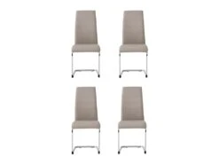 JANE Lot De 4 Chaises - Pied Chromé - Tissu Taupe - L 42 X P 56 X H 99 Cm
