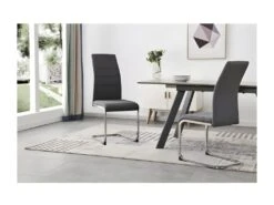 JANE Lot De 4 Chaises - Tissu Gris - Pied Chrome - L 42 X P 56 X H 99 Cm -Mobilia Boutique chaise 13313523