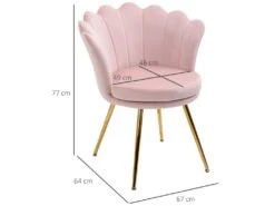 Chaise Coquillage Chaise Design Pieds Métal Dorés Effilés Velours Rose Poudré -Mobilia Boutique chaise 13543485