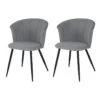 Lot De 2 Chaises De Salle À Manger Scandinave Fauteuil Assise Rembourrée En Bouclette Pieds, Gris -Mobilia Boutique chaise 13543509