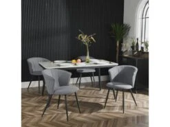 Lot De 2 Chaises De Salle À Manger Scandinave Fauteuil Assise Rembourrée En Bouclette Pieds, Gris -Mobilia Boutique chaise 13543515