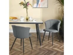 Lot De 4 Chaises De Salle À Manger Scandinave Fauteuil Assise Rembourrée En Bouclette Pieds, Gris -Mobilia Boutique chaise 13543525