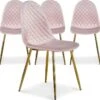 Lot De 4 Chaises Matelassées Norway Velours Rose -Mobilia Boutique chaise 13696893