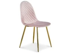 Lot De 4 Chaises Matelassées Norway Velours Rose -Mobilia Boutique chaise 13696895